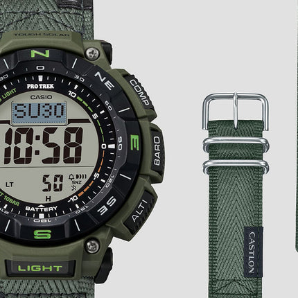 Casio Pro Trek PRG-340B-3DR CASTLON Climber Line Digital Dial Green Nylon Band