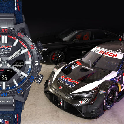 Casio Edifice ECB-2000HR-1ADR Honda Racing Collaboration Digi Analog Dial Alcantara Polyester Band