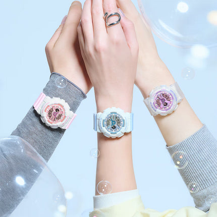 Casio Baby-G BA-110PS-7ADR Ladies Purple Digital Analog Dial Transparent Resin Band