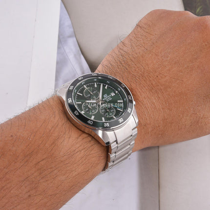Casio Edifice EFR-526D-3AVUDF Chronograph Men Green Dial Stainless Steel Band