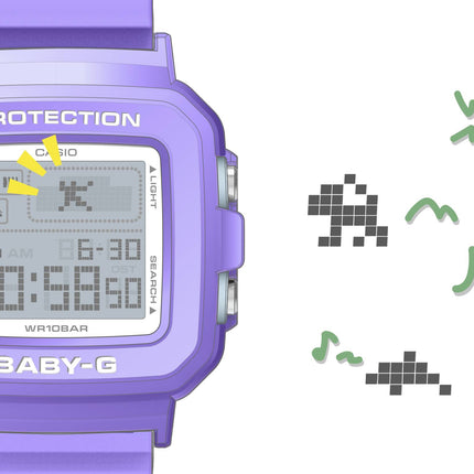 Casio Baby-G + Plus BGD-10K-6DR 30th Anniversary Digital Dial Purple Resin Band + Case Holder Set 