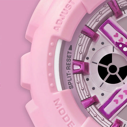 Casio Baby-G BA-110YK-4ADR Y2K Inspired Digital Analog Dial Pink Resin Band