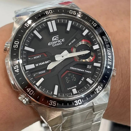 Casio Edifice EFV-C110D-1A4VDF Black Digital Analog Dial Stainless Steel Band