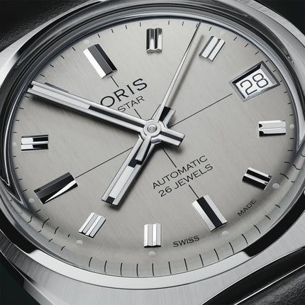 Oris Star Edition 01-733-7813-4151-Set 60th Anniversary Analog Grey Dial Black Leather Strap