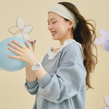 Casio Baby-G BGA-290FL-7ADR Flower Digital Analog Dial White Resin Band
