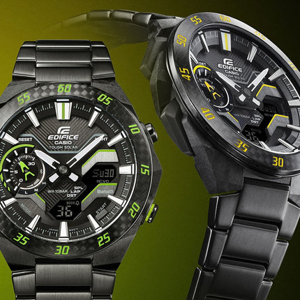 Casio Edifice ECB-2200RC-1A9DF Windflow Digital Analog Dial Black Stainless Steel Band