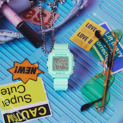 Casio Baby-G BGD-10-3DR Ladies Digital Dial Light Green Resin Band