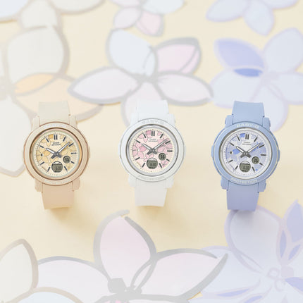 Casio Baby-G BGA-290FL-7ADR Flower Digital Analog Dial White Resin Band