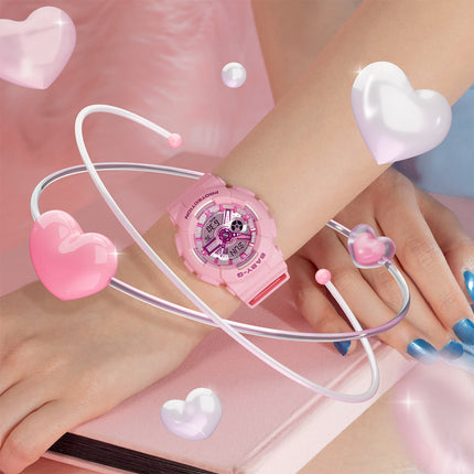 Casio Baby-G BA-110YK-4ADR Y2K Inspired Digital Analog Dial Pink Resin Band