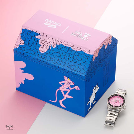 Seiko 5 Sports x Pink Panther SRPM07K1 Pink Dial Stainless Strap Limited Edition + Extra Strap
