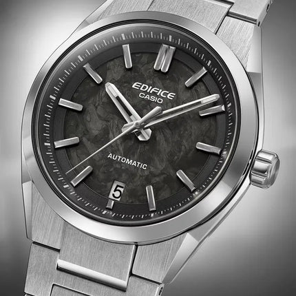 Casio Edifice EFK-100CD-1ADR Men Automatic Forged Carbon Black Dial Stainless Steel Band