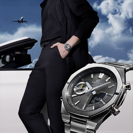 Casio Edifice ECB-S10D-8ADF Smartphone Link Model Grey Digital Analog Dial Stainless Steel Band