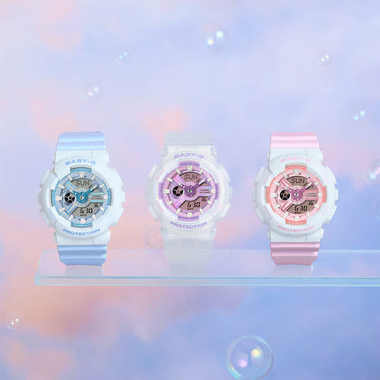 Casio Baby-G BA-110PD-4ADR Ladies Blue Digital Analog Dial Pink Resin Band