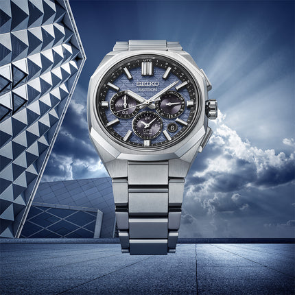 Seiko Astron HAB001J1 GPS Solar Dual Time Chronograph Blue Dial Titanium Strap