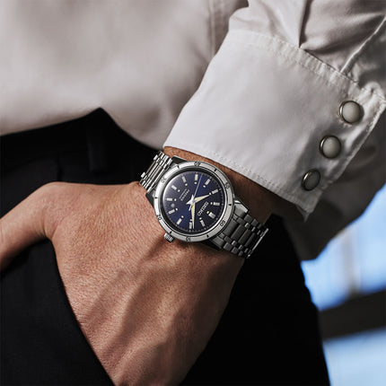 Seiko Presage SRPL07J1 Style60s Elegant Yet Rugged Dark Blue Dial Stainless Steel Strap