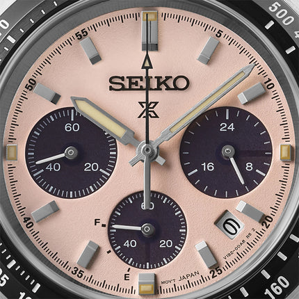 Seiko Prospex SSC963P1 Speedtimer Youngtimer Solar Chrono Pale Pink Dial Stainless Steel Strap