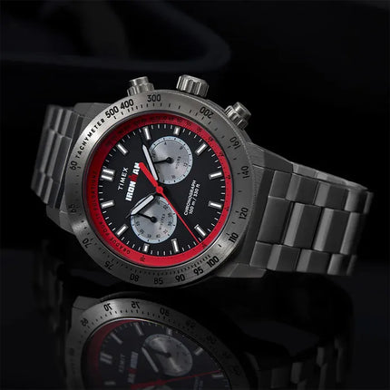 Timex Ironman TW2Y02000 Challenger Chronograph Black Dial Gunmetal Stainless Steel Strap