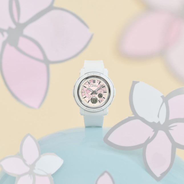 Casio Baby-G BGA-290FL-7ADR Flower Digital Analog Dial White Resin Band