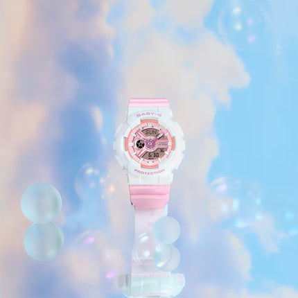 Casio Baby-G BA-110PD-4ADR Ladies Blue Digital Analog Dial Pink Resin Band