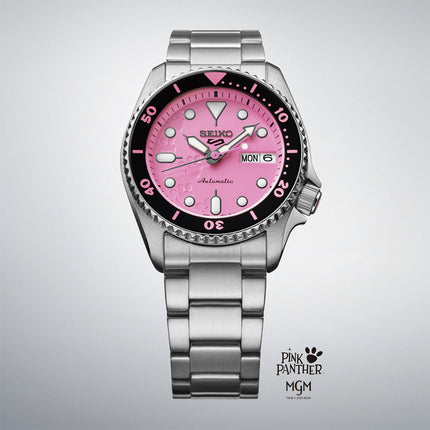 Seiko 5 Sports x Pink Panther SRPM07K1 Pink Dial Stainless Strap Limited Edition + Extra Strap