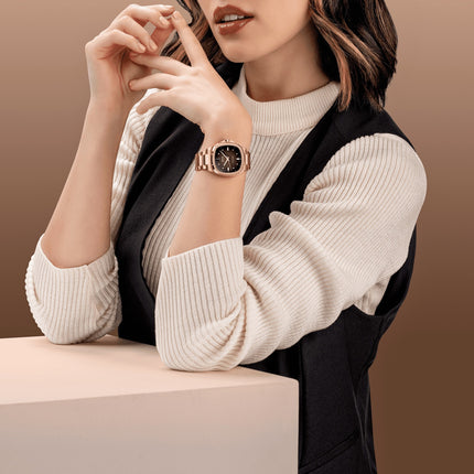 MIDO Multifort TV 35 M049.307.33.296.00 Men Automatic Brown Dial Rose Gold Stainless Steel Strap