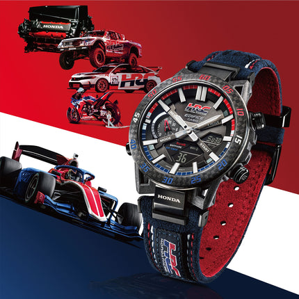 Casio Edifice ECB-2000HR-1ADR Honda Racing Collaboration Digi Analog Dial Alcantara Polyester Band