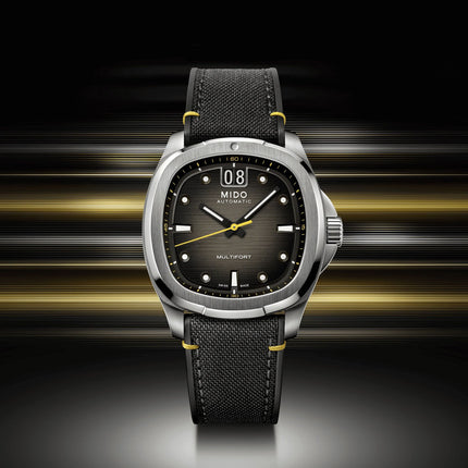MIDO Multifort TV Big Date M049.526.17.081.01 Grey Gradient Dial Black Fabric Strap