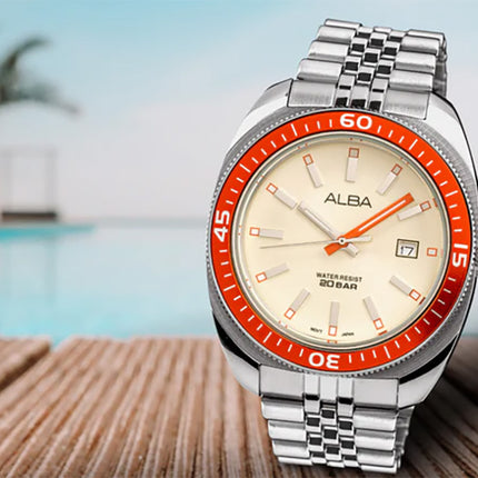 Alba Active AS9T89X1 Men Champagne Dial Stainless Steel Strap