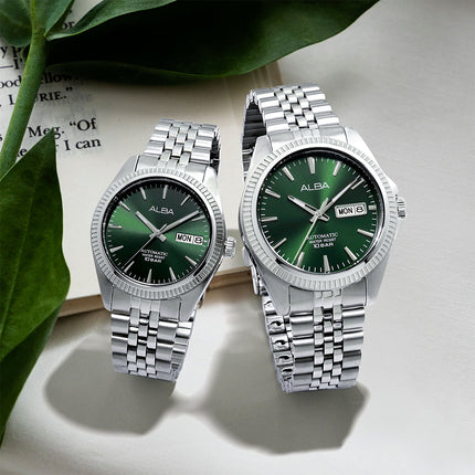 Alba Mechanical AL4785X1 Men Green Dial Stainless Steel Strap