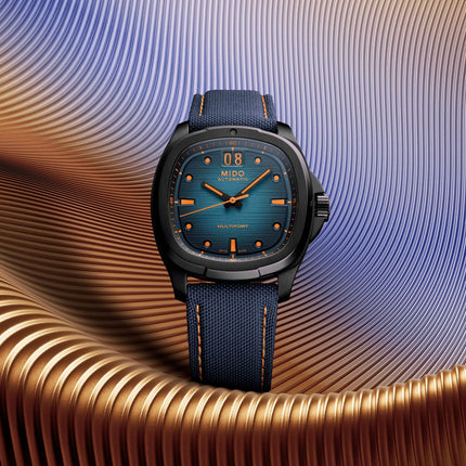 MIDO Multifort TV Big Date M049.526.37.041.00 Blue Gradient Dial Blue Fabric Strap