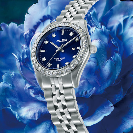 Alba Fashion AH7FD9X1 Ladies Analog Blue Dial Stainless Steel Strap