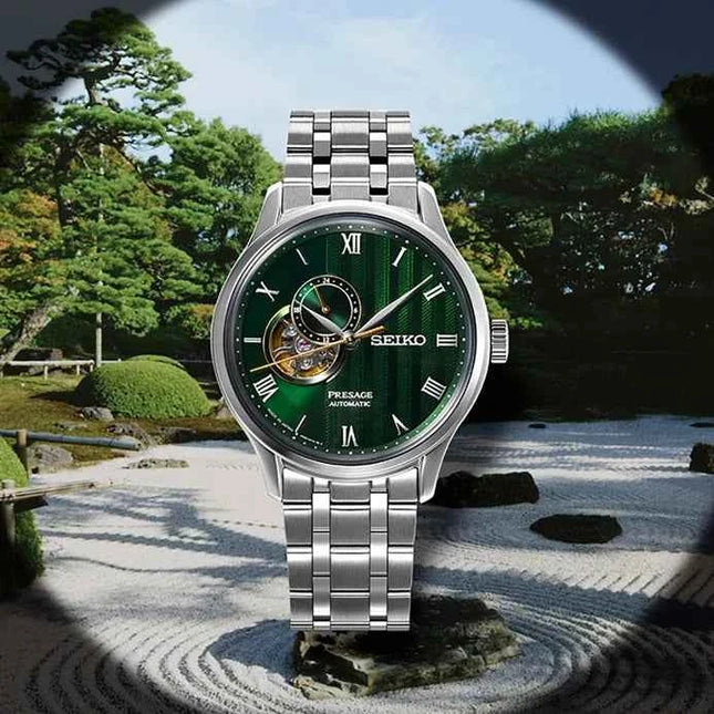 Seiko Presage SSA463J1 Automatic Japanese Zen Garden Series Open Heart Dial Stainless Steel Strap