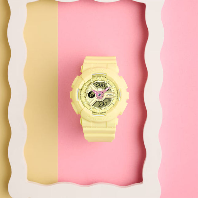 Casio Baby-G BA-110AH-9ADR Digital Analog Yellow Dial Yellow Resin Band
