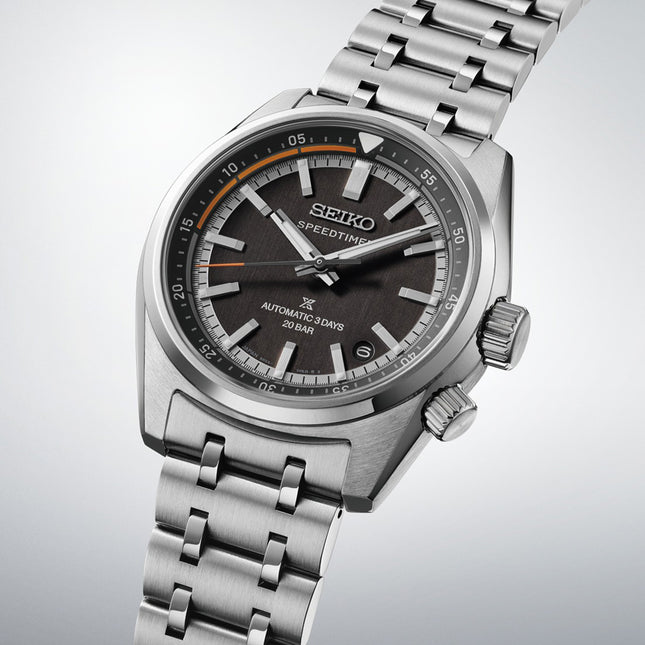 Seiko Prospex SPB515J1 Speedtimer 6R Compact Countdown In Black-Grey Contras Stainless Steel Strap