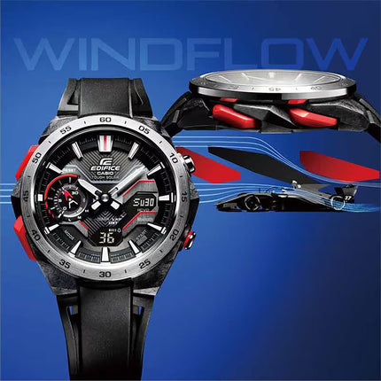 Casio Edifice ECB-2200P-1ADF Men Windflow Digital Analog Black Dial Black Resin Band