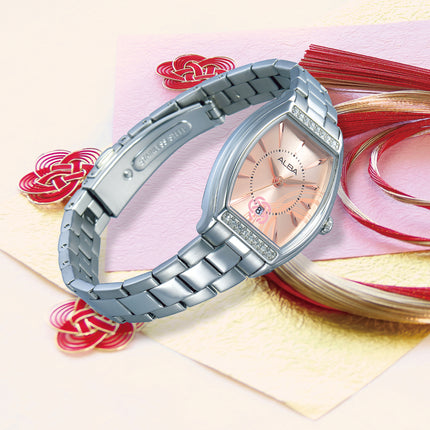 Alba Signa AH7ER1X1 Ladies Analog Rose Gold Dial Stainless Steel Strap