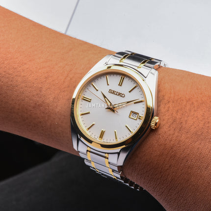 Seiko Classic SUR312P1 Discover More White Dial Dual Tone Stainless Steel Strap