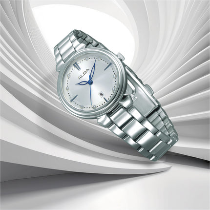 Alba Fashion AH7EW5X1 Ladies Analog Silver Dial Stainless Steel Strap