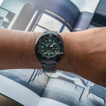 Seiko Prospex SRPK43K1 King Turtle Black Series Night Vision Diver Black Stainless Steel Strap