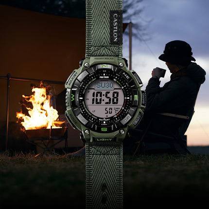 Casio Pro Trek PRG-340B-3DR CASTLON Climber Line Digital Dial Green Nylon Band