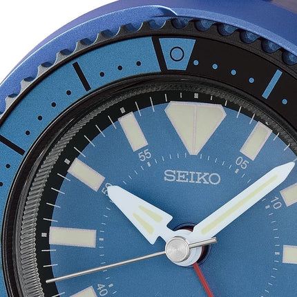 Seiko Bedside Alarm Clock QHE207E Fidget Spinner 9.7cm Blue Dial