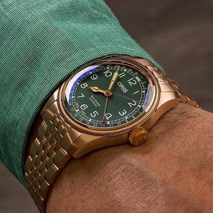 Oris Big Crown 01-754-7741-3167-07-8-20-01 Pointer Date Bronze Green Dial Rose Gold St. Steel Strap