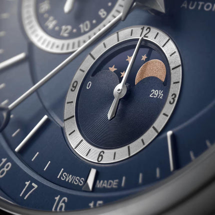 MIDO Baroncelli M027.625.17.041.00 Chronograph Moonphase Blue Dial Blue Rubber Strap