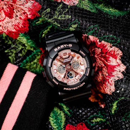 Casio Baby-G BA-130-1A4DR Dansque Pink Digital Analog Dial Black Resin Band