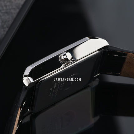 Alba Fashion AH7DH7X1 Ladies Silver Dial Black Leather Strap