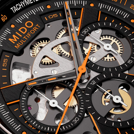 MIDO Multifort M038.662.37.050.00 Skeleton Chronograph Black Rubber Strap