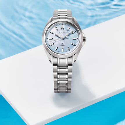 Seiko Prospex SUR607J1 Ladies Sea Marine Mother Of Pearl Aqua Blue Dial Stainless Steel Strap