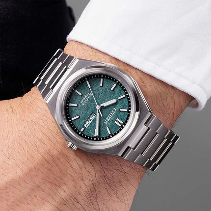 Citizen Eco Drive AW0130-85X Zenshin Super Titanium Green Dial Titanium Strap