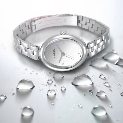 Alba Fashion AH8921X1 Ladies Analog Silver Polished Dial Stainless Steel Strap