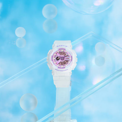 Casio Baby-G BA-110PS-7ADR Ladies Purple Digital Analog Dial Transparent Resin Band